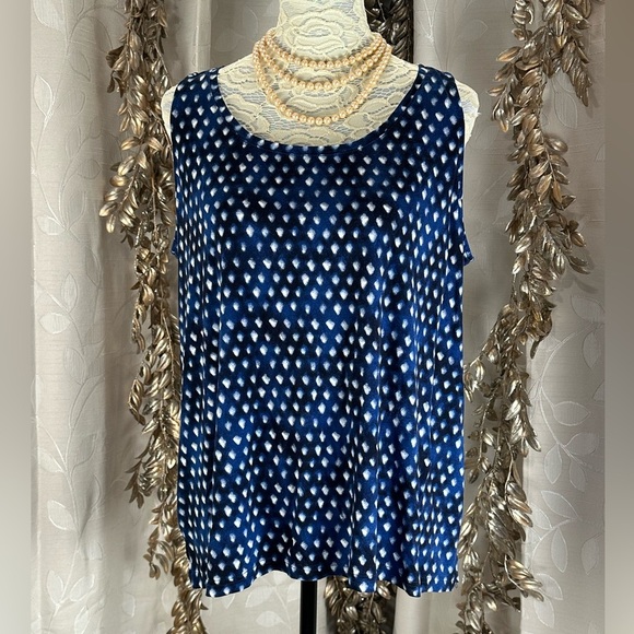 Chico's TOUCH of COOL POLKA DOT TANK Size 3 XL Navy White‎ Tank Top Wrinkle Free - Picture 1 of 8